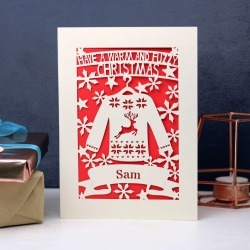 Personalised Papercut Christmas Jumper Card