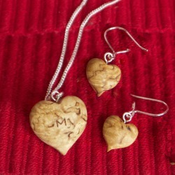 Personalised Heart Wood And Silver Jewellery