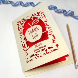 Personalised Papercut Teacher Apple Card