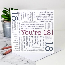 18th Birthday Card 'You're 18!' Quotes