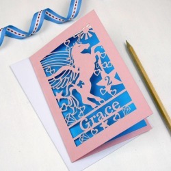 Personalised Papercut Unicorn Birthday Card
