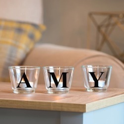 Letter Glass Votive Holder