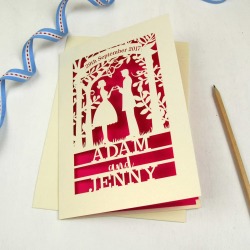 Personalised Papercut Couple Wedding Date Card