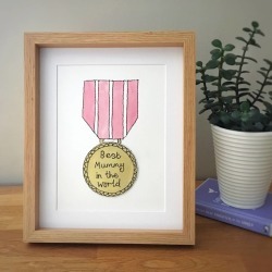 Hand Painted And Embroidered Gold Medal For Mum