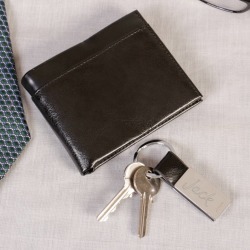 Personalised Leather Key Ring And Wallet Gift Set