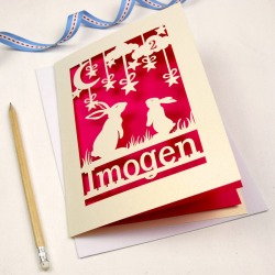 Personalised Papercut Bunny Birthday Card