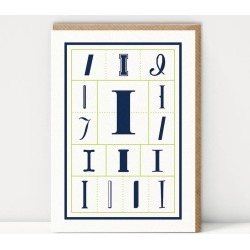 'I' Alphabet Greetings Card
