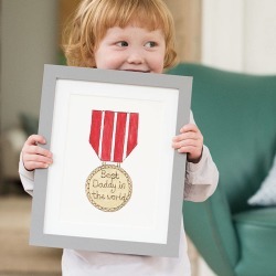 Hand Painted And Embroidered Gold Medal For Dad