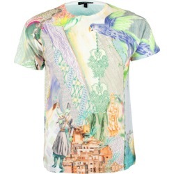 Unisex Blue Arabian Horse Bird Printed T Shirt Tee