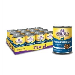 Wellness Canned Dog Food for Adult Dogs Venison & Salmon Stew with Potatoes & Carrots 12.5 oz cans / case of 12