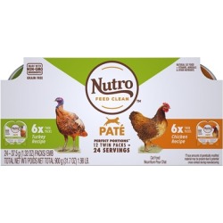 Nutro Perfect Portions Grain Free Turkey Pate and Chicken Pate Wet Cat Food Tray Variety Pack 2.65-oz, 12-pack (6 of each)