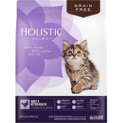 Holistic Select Natural Grain Free Adult and Kitten Chicken Meal Dry Cat Food 11.5-lb