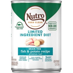 Nutro Limited Ingredient Diet Grain Free Fish & Potato Pate Canned Dog Food 12.5-oz, case of 12