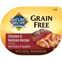 Nature's Recipe Grain Free Easy to Digest Chicken and Venison Recipe in Broth Wet Dog Food 2.75-oz, case of 12