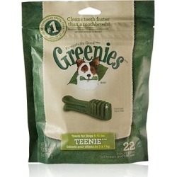 Greenies Dental Treats for Dogs 5 to 15 lbs - Teenie - 22 Treats, 6oz.