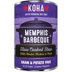 KOHA Grain & Potato Free Memphis Barbecue Slow Cooked Stew with Chicken & Pork Canned Dog Food 12.7-oz, case of 12