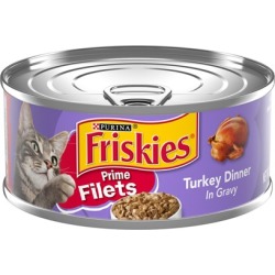 Friskies Prime Filets Turkey Dinner In Gravy Canned Cat Food 5.5-oz, case of 24