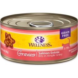 Wellness Natural Grain Free Gravies Salmon Dinner Canned Cat Food 3-oz, case of 12