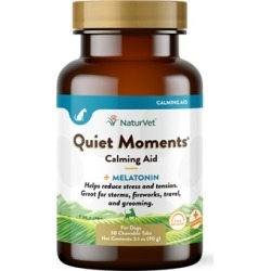 NaturVet Quiet Moments Calming Aid Plus Melatonin (60 Tabs)