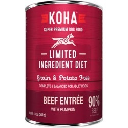 KOHA Grain & Potato Free Limited Ingredient Diet Beef Entree with Pumpkin Canned Dog Food 13-oz, case of 12