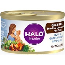 Halo Holistic Sensitive Stomach Grain Free Quail & Garden Greens Pate Canned Cat Food 5.5-oz, case of 12