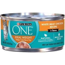 Purina ONE Ideal Weight White Meat Chicken in Sauce Canned Cat Food 3-oz, case of 24