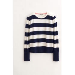 Long-Sleeve Sweater in Striped Cotton Cashmere