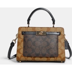 Coach Outlet Mini Lane Top Handle In Blocked Signature Canvas found on Bargain Bro from Shop Premium Outlets for USD $249.28