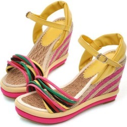 Costbuys gladiator sandals women wedges sandals bohemian color block decoration...