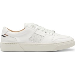 Signature-stripe low-profile trainers in leather