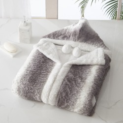 Chic Home Shadow Snuggle Hoodie Two Tone Animal Pattern Robe Plush Micromink Sherpa Wearable Blanket