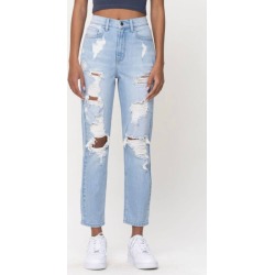 High Rise Distressed Mom Crop Jean in Light Denim found on Bargain Bro Philippines from Shop Premium Outlets for $72.00
