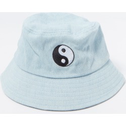 Urban Planet Girls Washed Denim Embroidered Yin Yang Graphic Bucket Hat