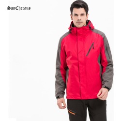 Costbuys  Winter Men Sport Outdoor Jacket 2 in 1 Waterproof Windproof Warm Coat Hiking Fishing Clothing - red  XXXL