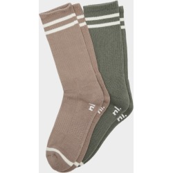 Nude Lucy - 2 Pairs of Stripe Socks in Willow & Caramel found on MODAPINS