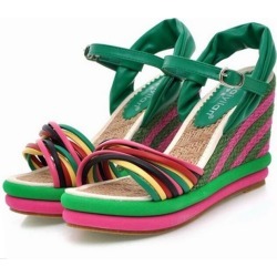 Costbuys gladiator sandals women wedges sandals bohemian color block decoration...