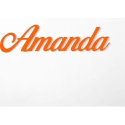 Custom Script Wooden Name Sign - Orange | Wall Custom Script Wooden Name Sign - Orange | Wall