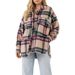 Free the Roses Women's Oversize Plaid Coat with Raw Edges in Blush Small Lord & Taylor found on Bargain Bro from Lord & Taylor for USD $106.40