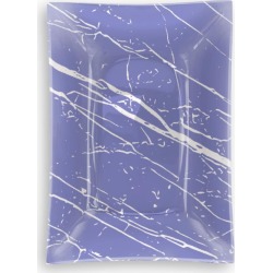 Oblong Glass Tray - Very Peri & White Alyssum in Blue/Purple by VIDA Original Artist found on Bargain Bro from SHOPVIDA for USD $26.60