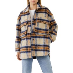 Grey Lab Women's Oversize Plaid Shacket with Pockets in Orange Medium Lord & Taylor found on Bargain Bro from Lord & Taylor for USD $98.80