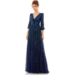 Mac Duggal Women's Sequined Wrap Over 3/4 Sleeve Gown in Midnight 22 Lord & Taylor found on Bargain Bro Philippines from Lord & Taylor for $598.00