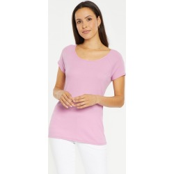 NYDJ Women's Ribbed Raglan Crewneck T-Shirt in Pink Lilac, Regular, Size: Medium | Cotton/Denim found on Bargain Bro from NYDJ for USD $37.24