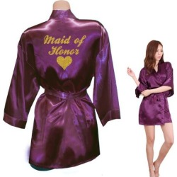 Costbuys Bridesmaid Robes Bridesmaid Heart Golden Glitter Print Faux Silk Kimono Robes...