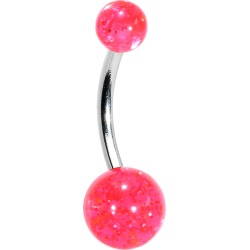 Belly Ring Pink Acyrlic Glitter Banana Belly Ring Body Jewelry Belly Button Piercings found on MODAPINS