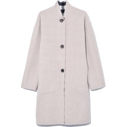 Reversible Stand Collar Coat in Beige/Checker