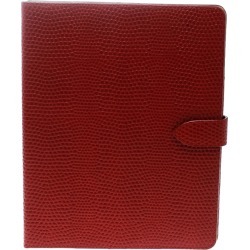 Smythson Red Lizard Embossed Leather iPad Cover