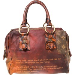 Louis Vuitton Red/Brown Ombre Monogram Canvas and Lizard Limited Edition Richard Prince Mancrazy Jokes Bag