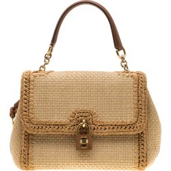 Dolce and Gabbana Beige Raffia and Leather Miss Dolce Tote