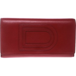 Delvaux Red Leather Tri Fold Continental Wallet