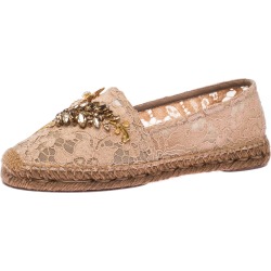 Dolce and Gabbana Beige Lace Embellished Espadrilles Size 38